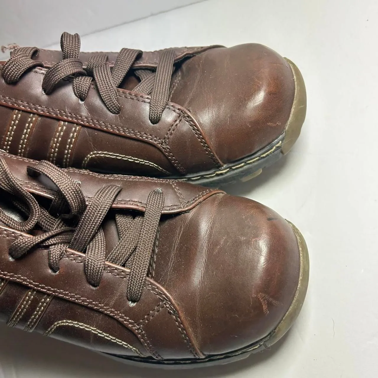 vintage Y2K 2000s retro Brown faux leather lace up sneakers shoes 8 - Image 8