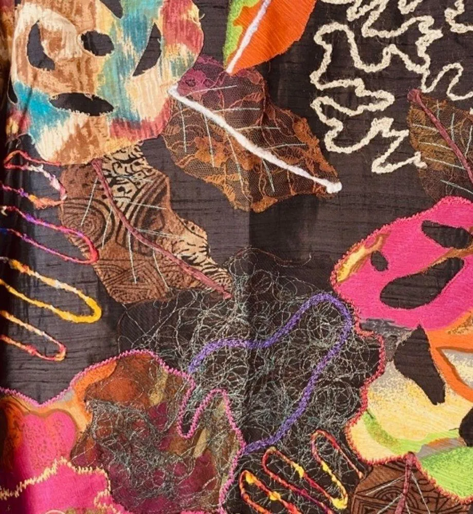 Chico's Pure Silk Embroidered Art to Wear Button Front Jacket Size L/12 - Image 6