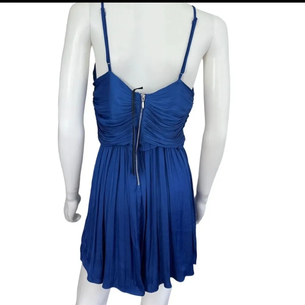 House of Harlow 1960 Mini Dress Women Royal Blue Satin Ruched Size Medium NWT​ - Image 6
