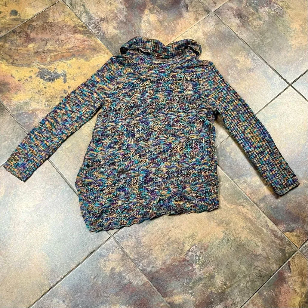 United States Sweaters Purple Black Knit Turtleneck Sweater Large - Image 11