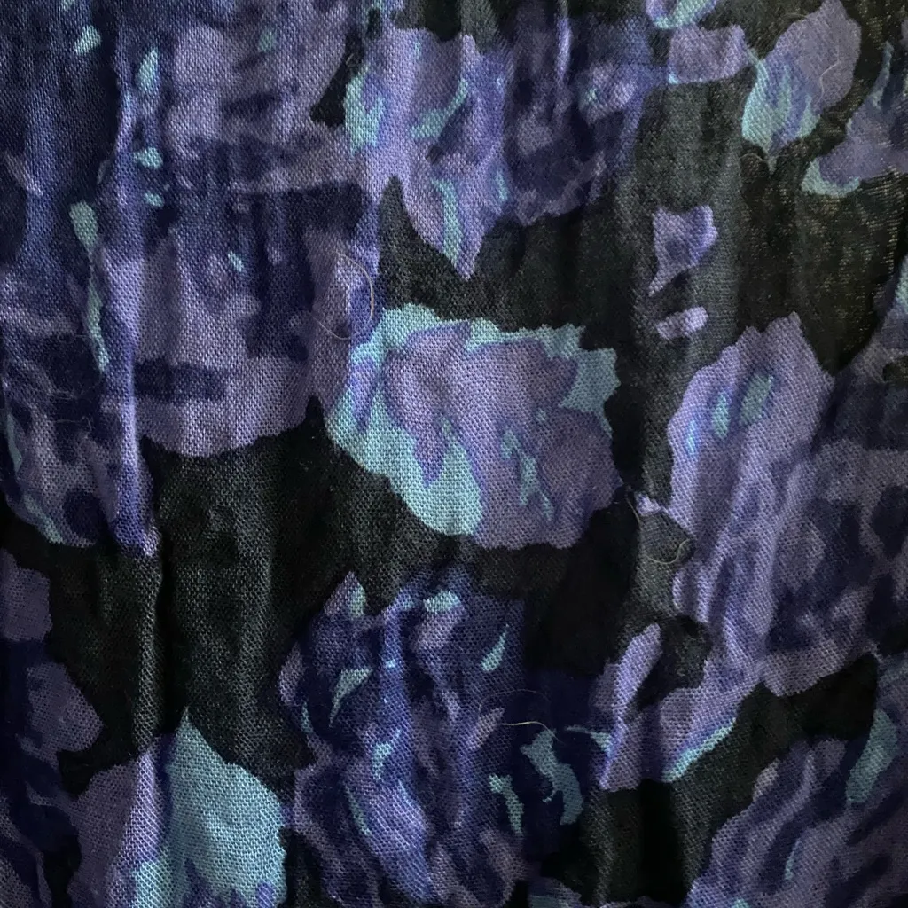 Womens Semi Sheer Scarf Black & Blue Floral Print 65x25 65” Long 25” Wide - Image 4