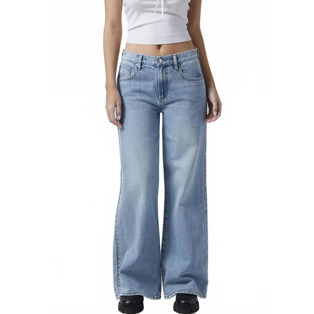 Pacsun Lena Low Rise Super Baggy Jeans Light Indigo Stained NWT Size 27S - Image 3