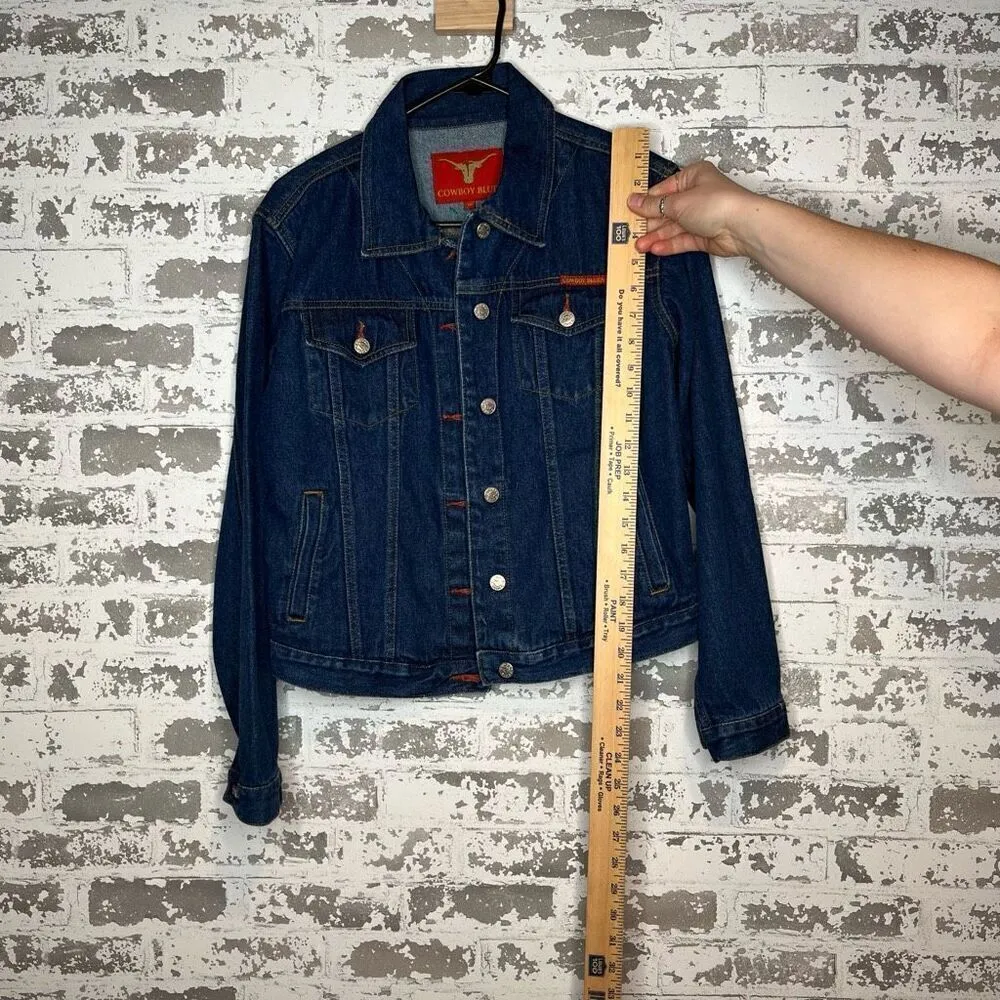 Cowboy blues | women dark wash denim jean jacket Blue Size M - Image 4