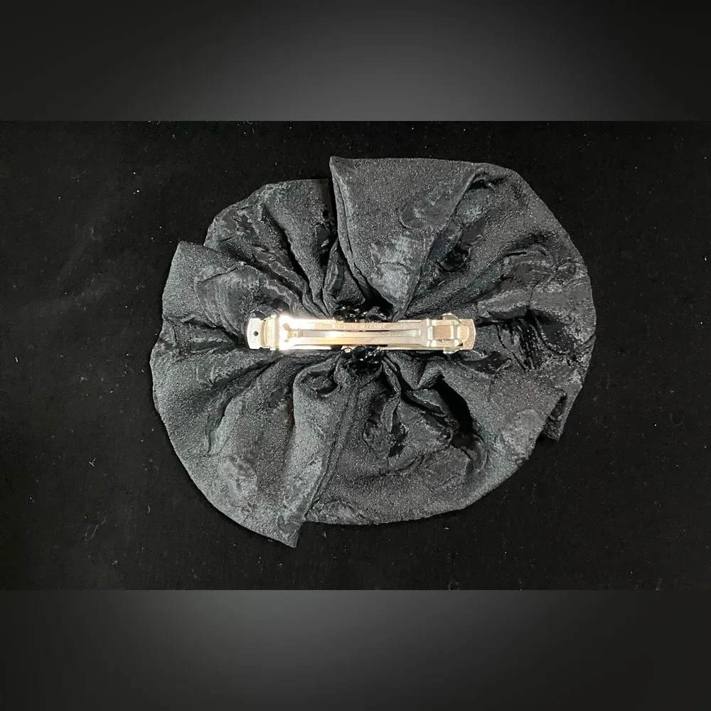 Vintage 90s Big Silky Hair Bow Barrette Clip Ribbon Goodys Oversized Black - Image 7
