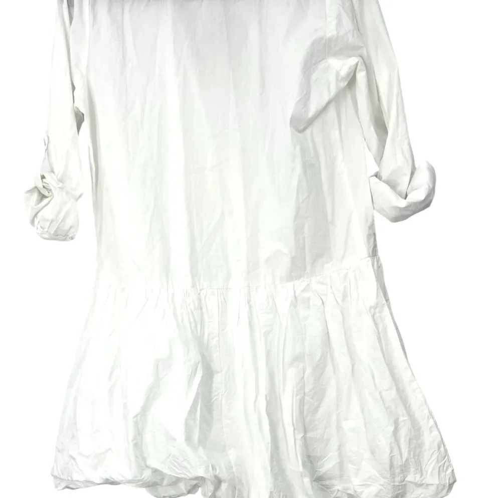 NWT VIOLET SKIES  S  ShirtDress Dress Bubble Hem Poplin White Womens Minimalist - Image 4