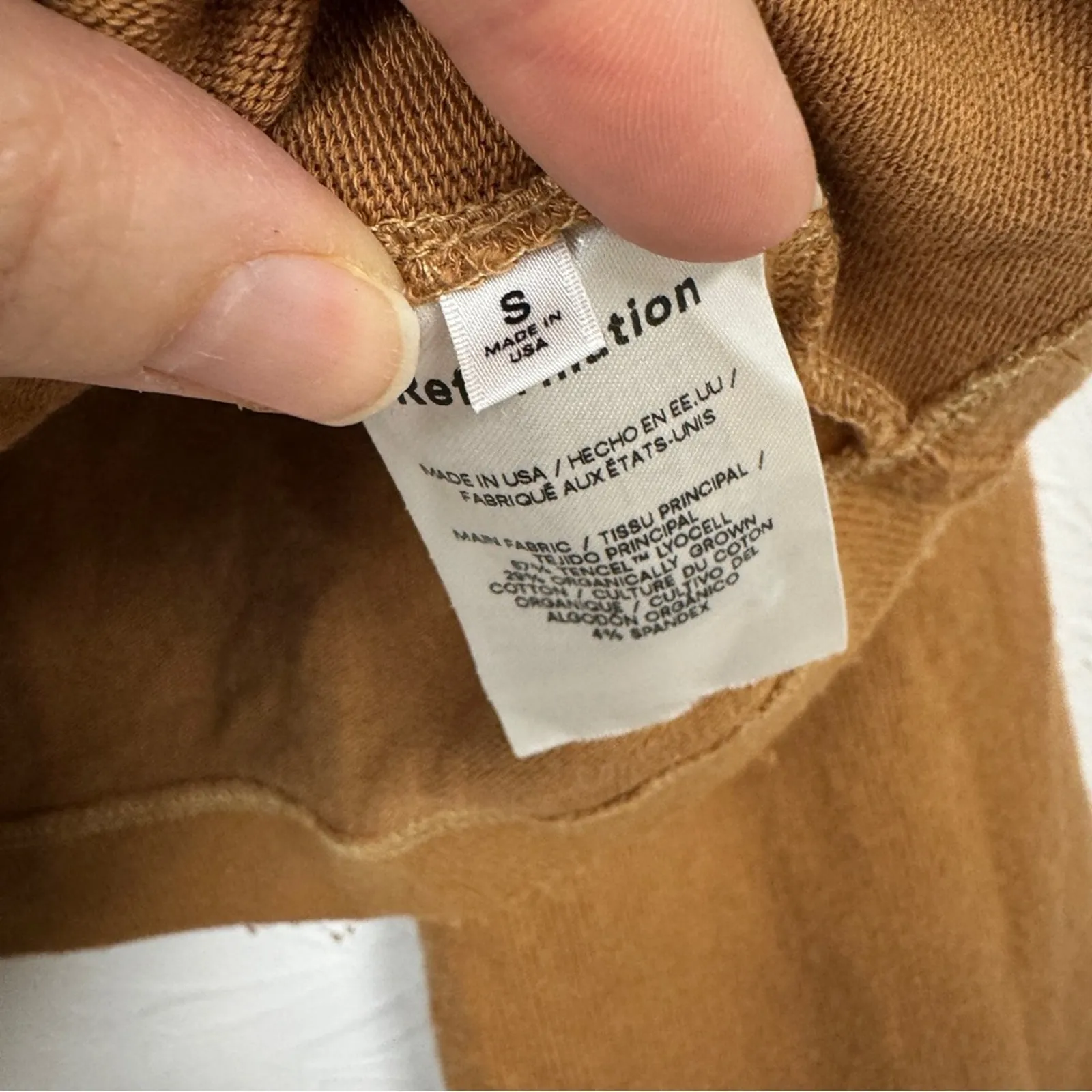 Reformation Brown Organic Cotton Blend V Neck Sweater Women S Bell Sleeve Luxury - Image 3