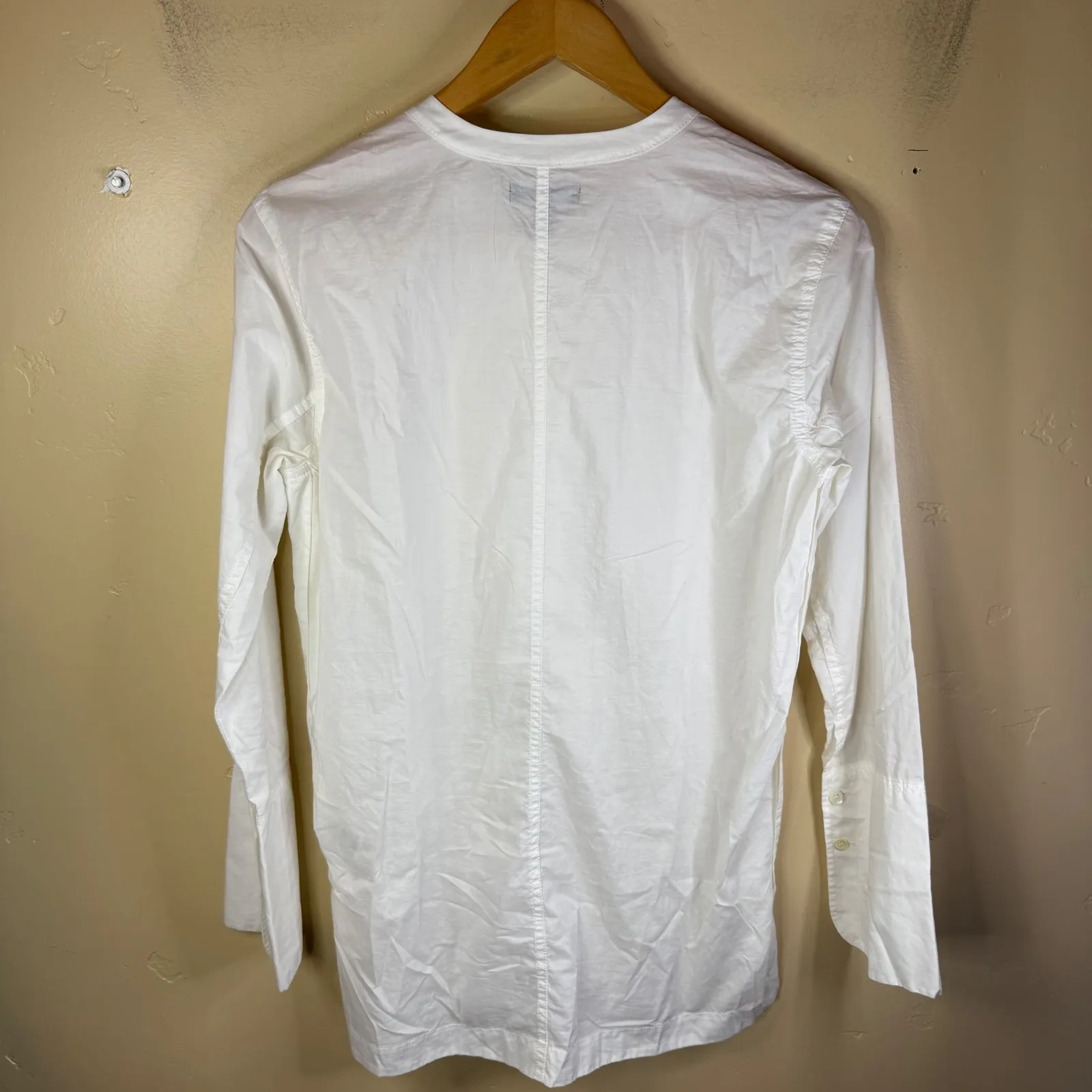 J. Crew White Cotton Mandarin Collar Button Front Shirt Top Size 4 Classic Basic - Image 10