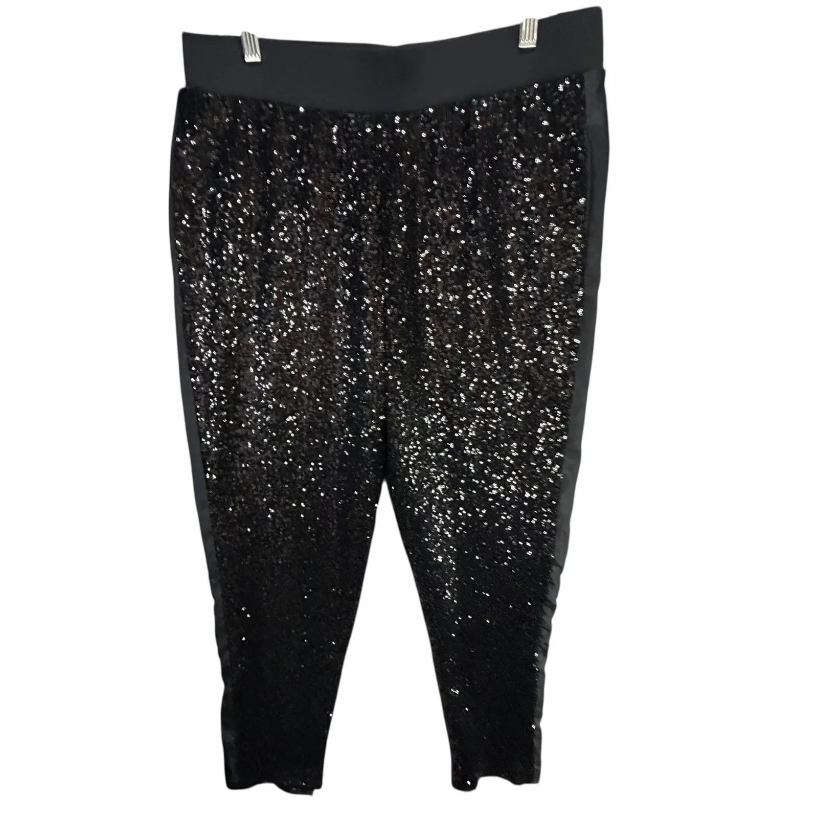Victorias Secret Sport Pants Womens L Black Sequined Sparkly Glitter Dark Glam - Image 2