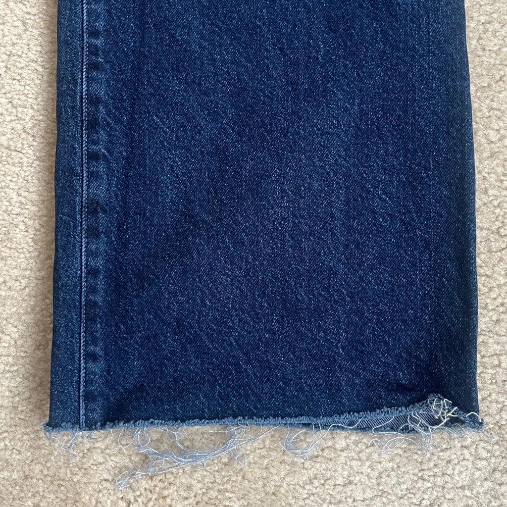 Express Dark Wash Wide Leg High Rise 50/50 Rigid Stretch Jeans Size 8 Short - Image 10