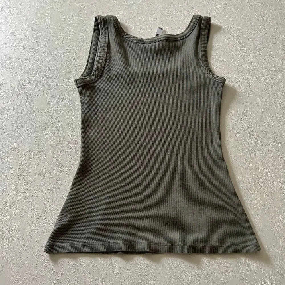Everme Ribbed Scoop Neck Tank Top Women’s XS Gray Sage Basic Fitted - Image 2