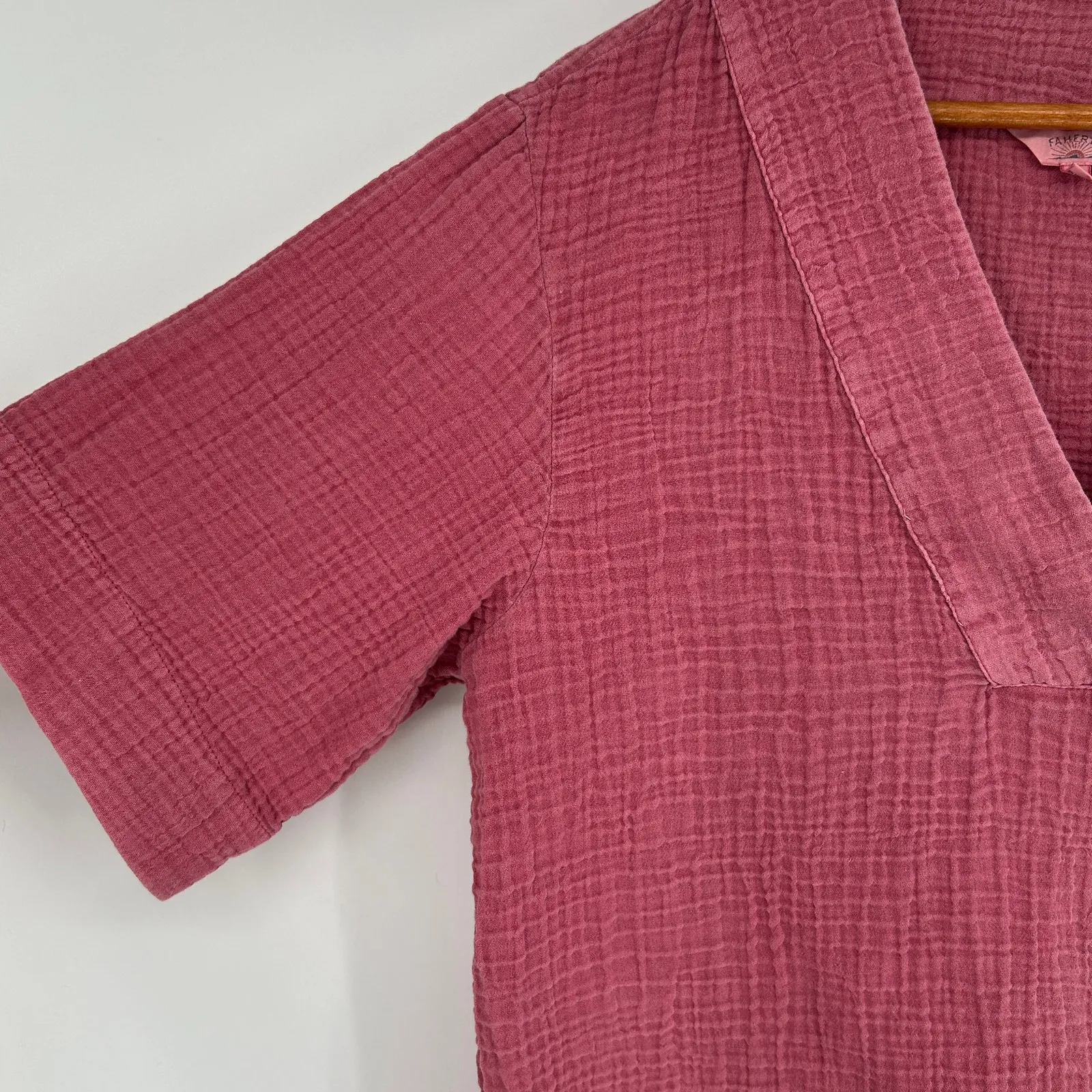 FAHERTY Dune Top Women Small Pink Cotton Gauze Popover Shirt Sustainable Organic - Image 3