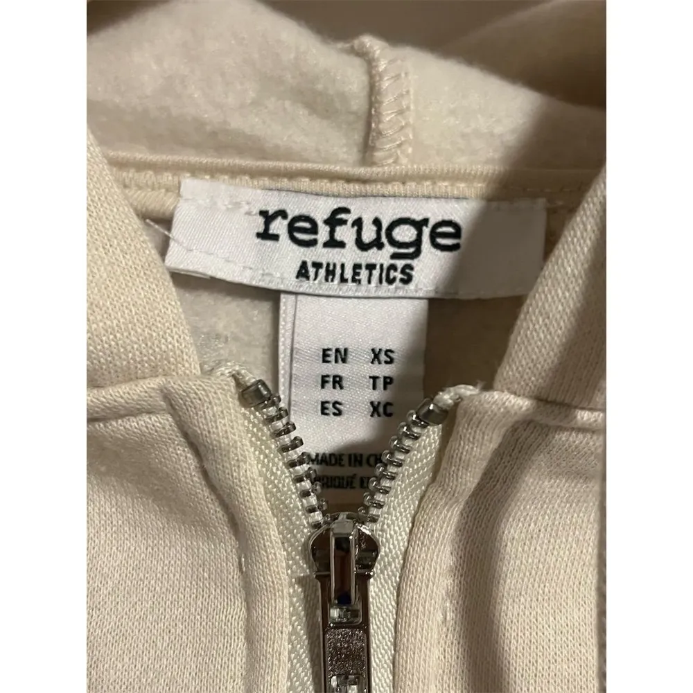 Refuge Cropped Hoodie Jacket Women's XS Beige Full Zip Long Sleeve Santa Monica - Image 4