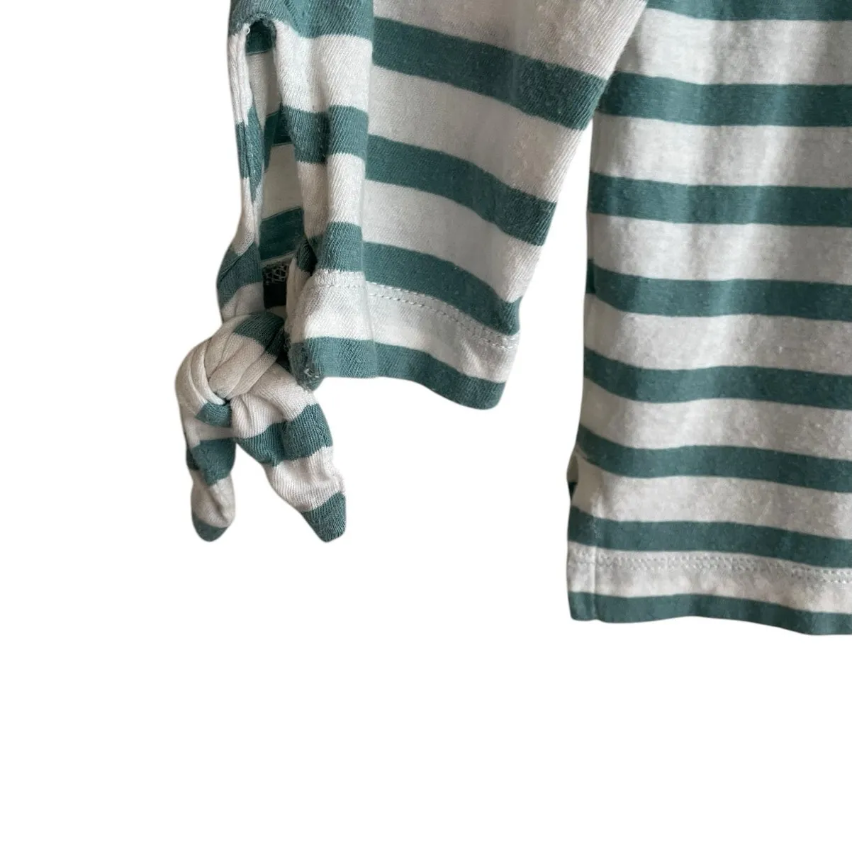 Madewell Women‎ Cropped Top S Green Striped Nautical Coastal Beachy Comfy Vacay - Image 6