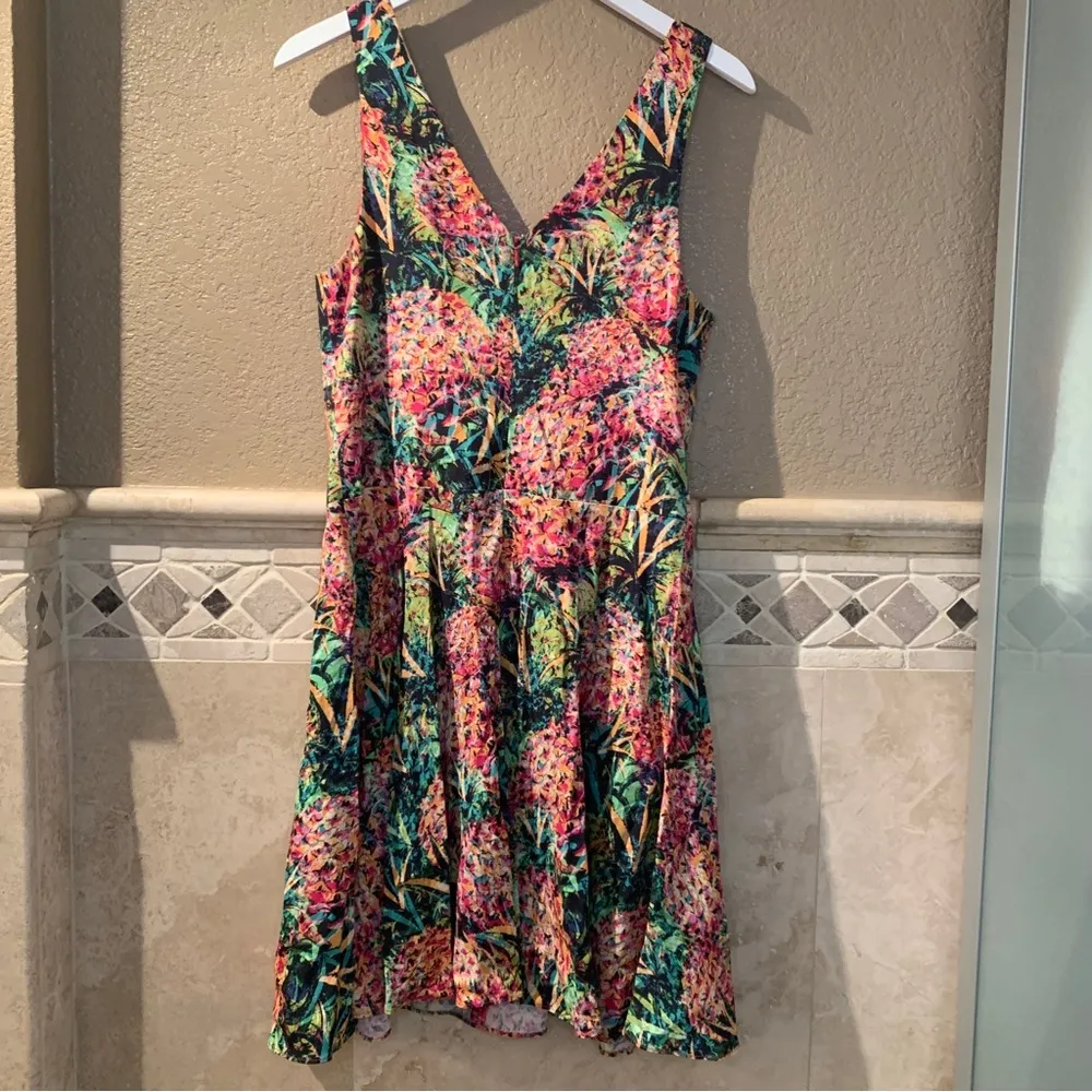 Nicole Miller Artelier Colorful Pineapple Print Dress Size 12 - Image 2