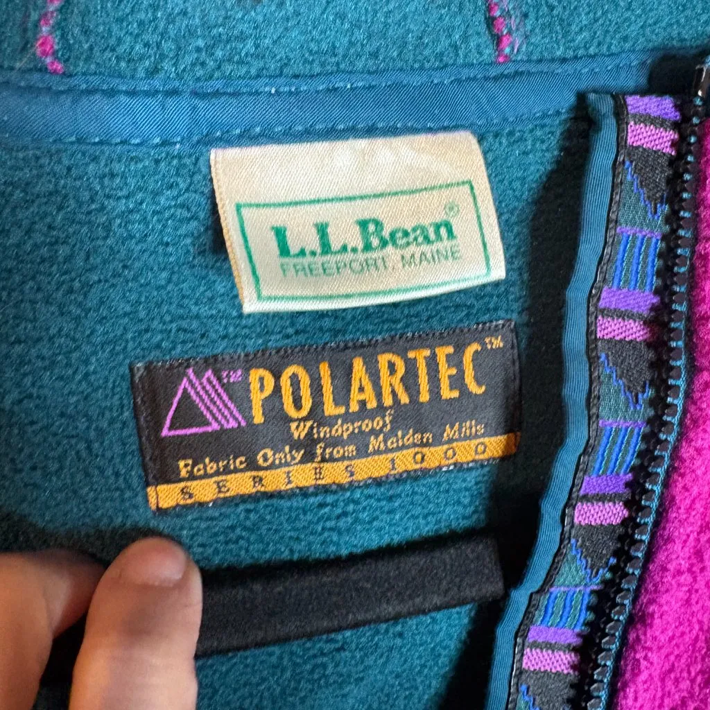 Vtg L.L. Bean PolarTec Windproof half zip fleece pullover Size M - Image 5