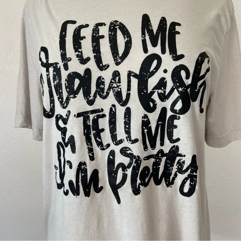 Beige & Black Short Sleeve Crew Neck Crawfish Graphic T-Shirt - Image 4