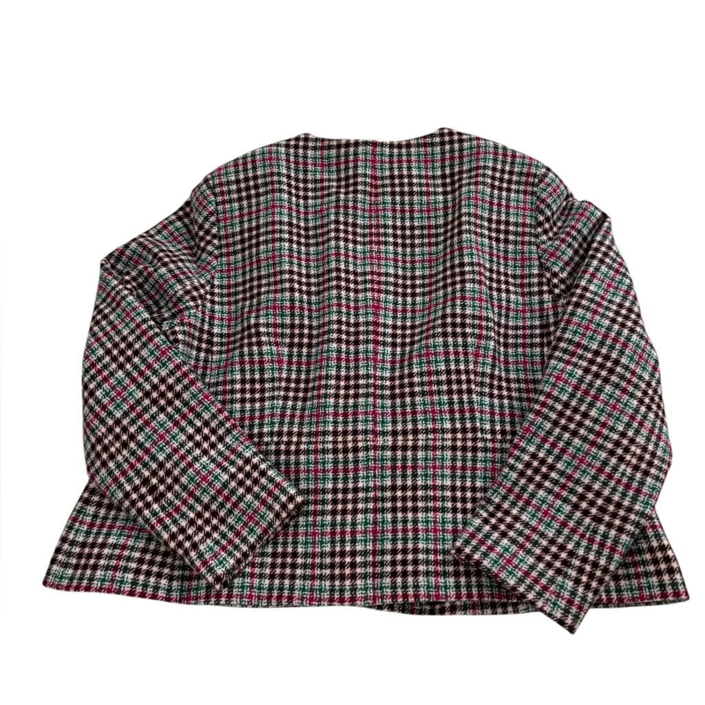Talbots Wool Blazer Jacket Houndstooth Plaid Preppy Pockets Womens 16WP NWOT - Image 3