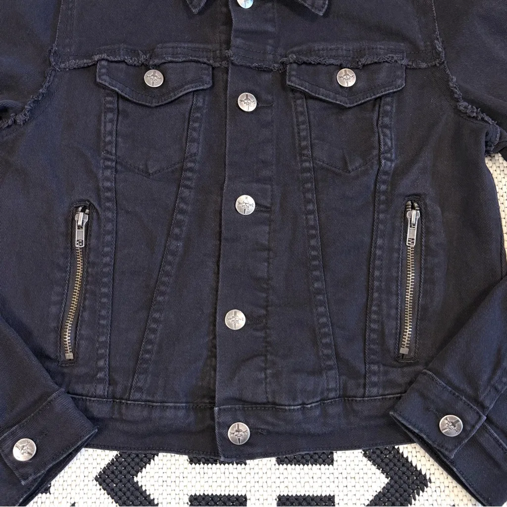 Lip Service Black Denim Trucker Jacket Medium - Image 6