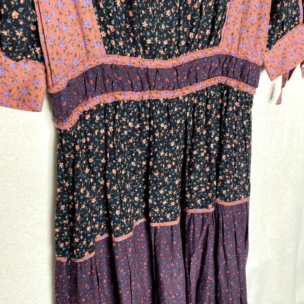 Verona Floral Patchwork A-Line Tiered Midi Dress Multicolor Size 2 - Image 13