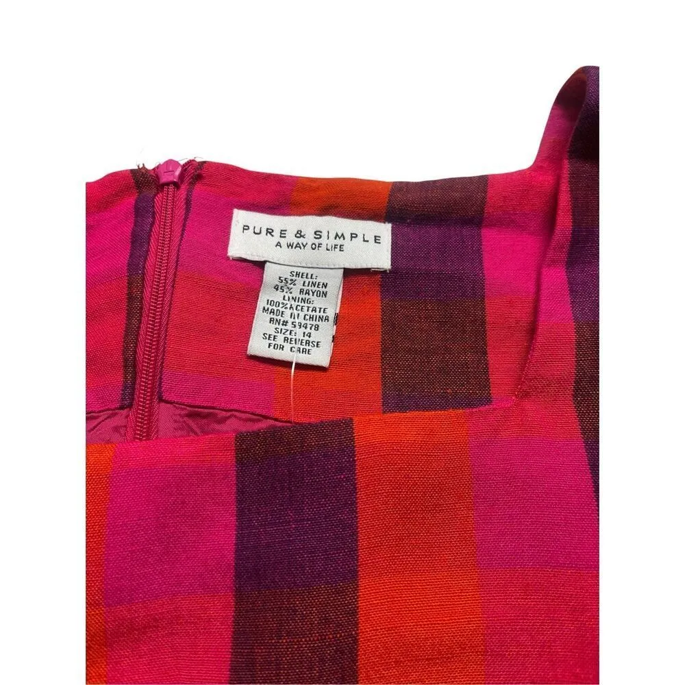Pure & Simple linen dress sz 14 Red - Image 3