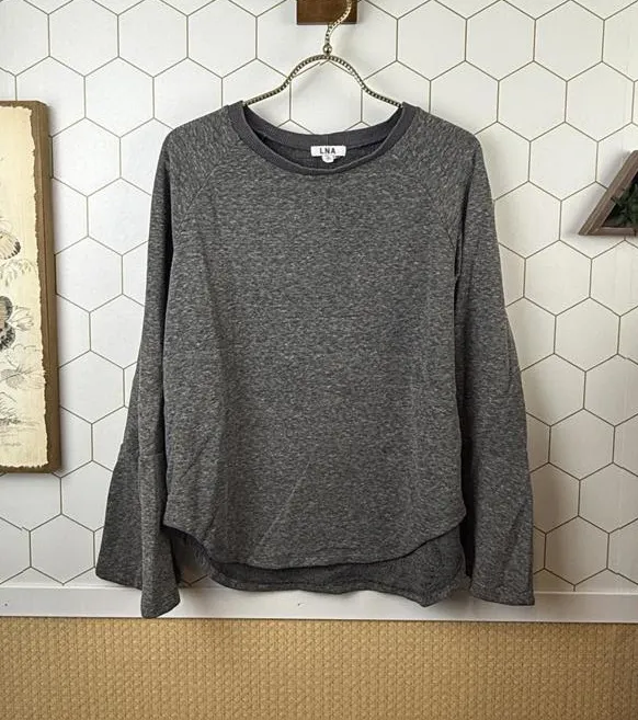 LNA Gray Heathered Trumpet Sleeve Pallenberg Sweatshirt - Size - Small - Image 1