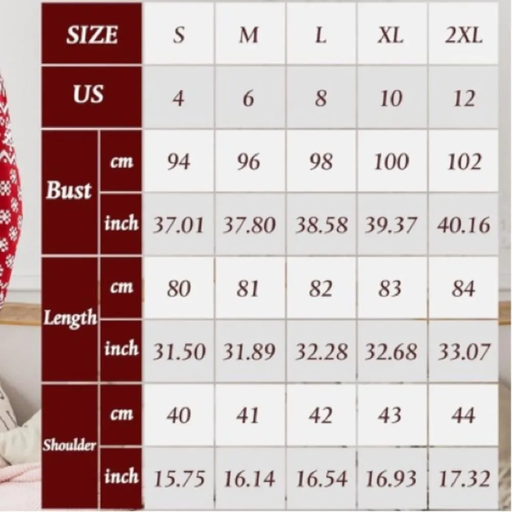 Women’s Christmas Holiday Sweater Dress and Beanie Size L Red Size L - Image 11