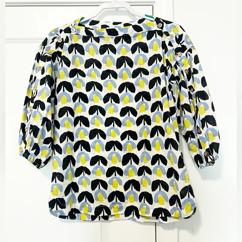 BURU Floral Cotton Blouse Black - Image 2