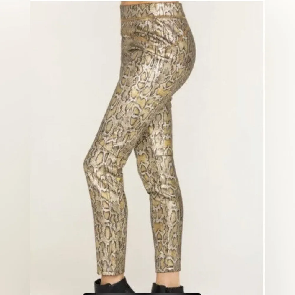 NWT Rio Gold Python Snakeskin Pull-On Leggings - Image 3