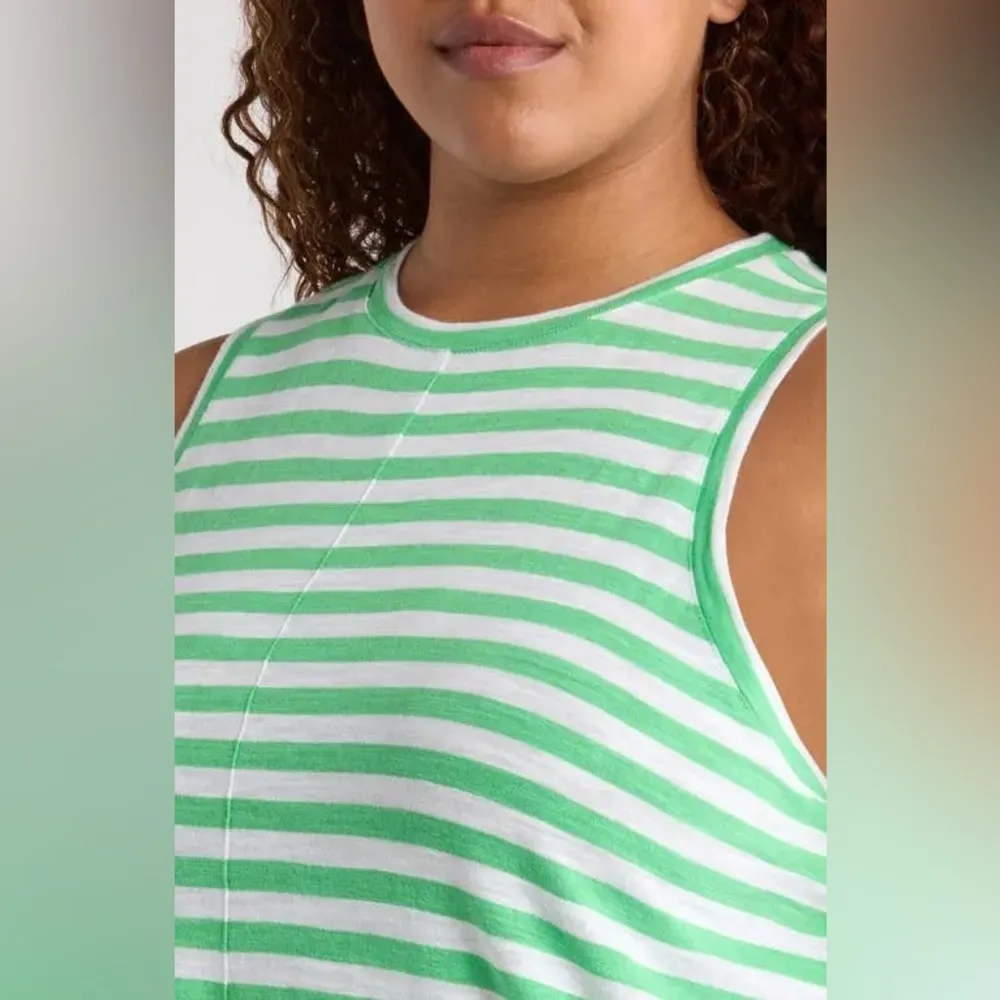 CASLON Women's Green & White Striped Sleeveless Top | Classic Cotton Tank - Image 4