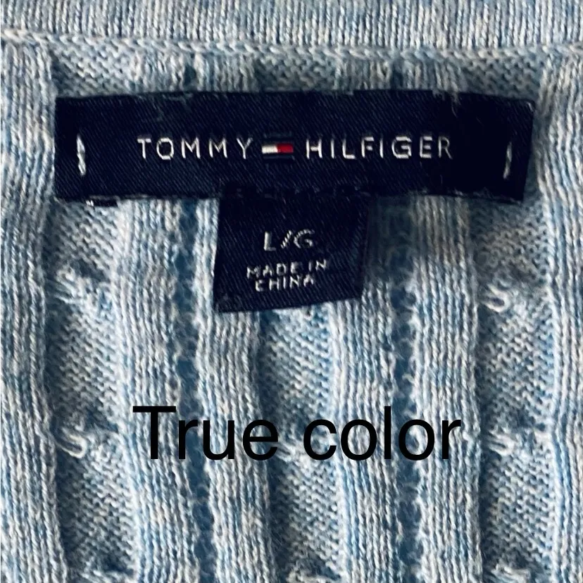 Tommy Hilfiger Women’s Large Light Blue Cable Knit Button Cotton Preppy Cardigan - Image 4