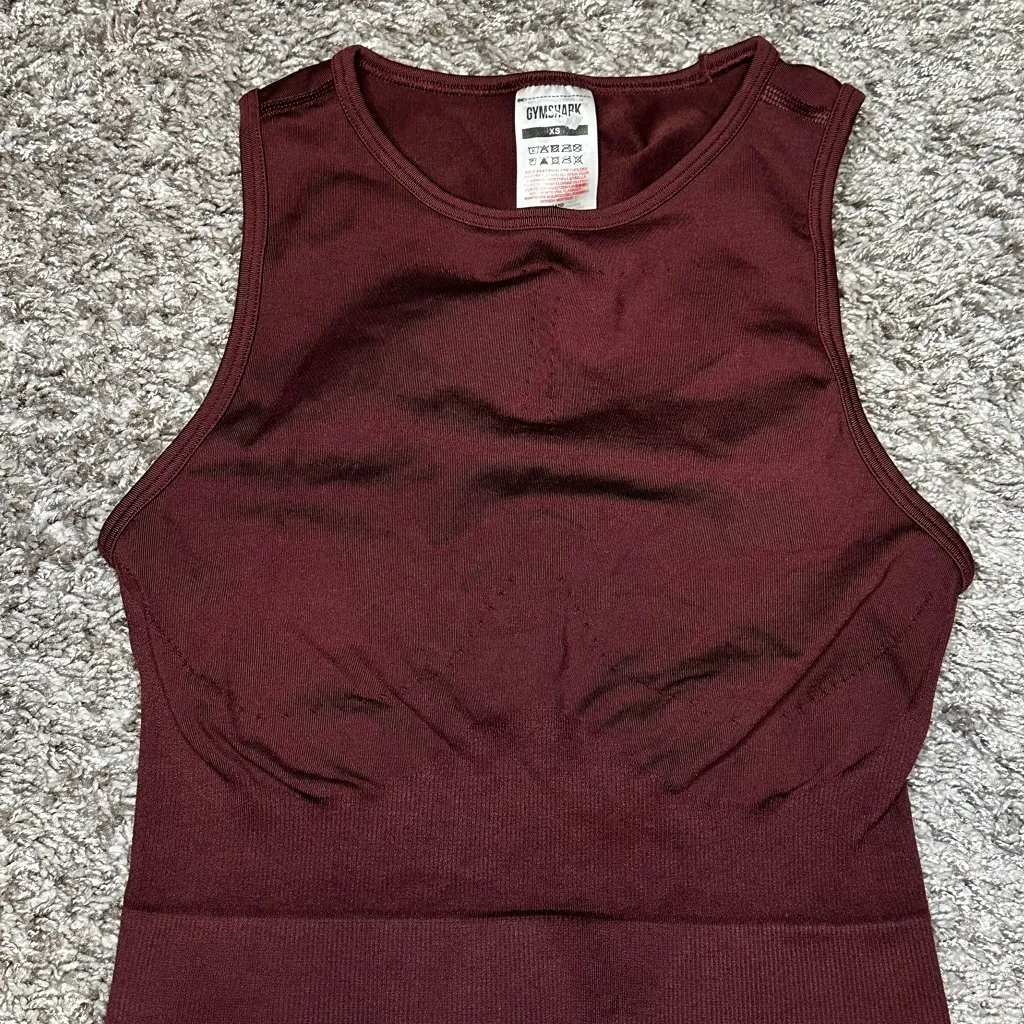 Gymshark Women's Dark Red Crop Top - Image 2