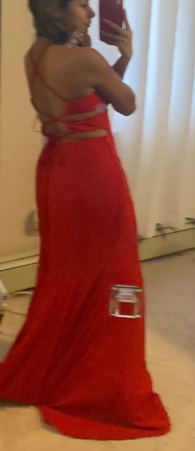 Red Prom Dress Formal Dress Long Size 0 - Image 2