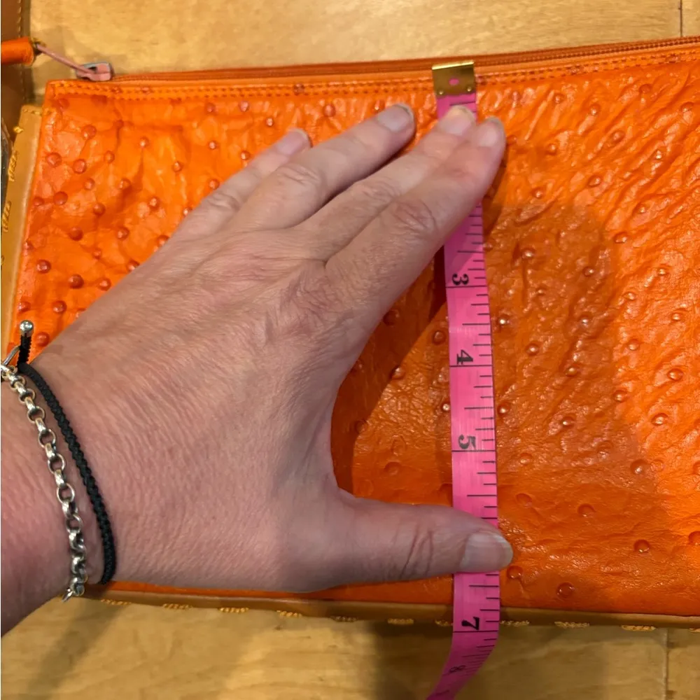 Vakko ostrich leather orange small bag - Image 4