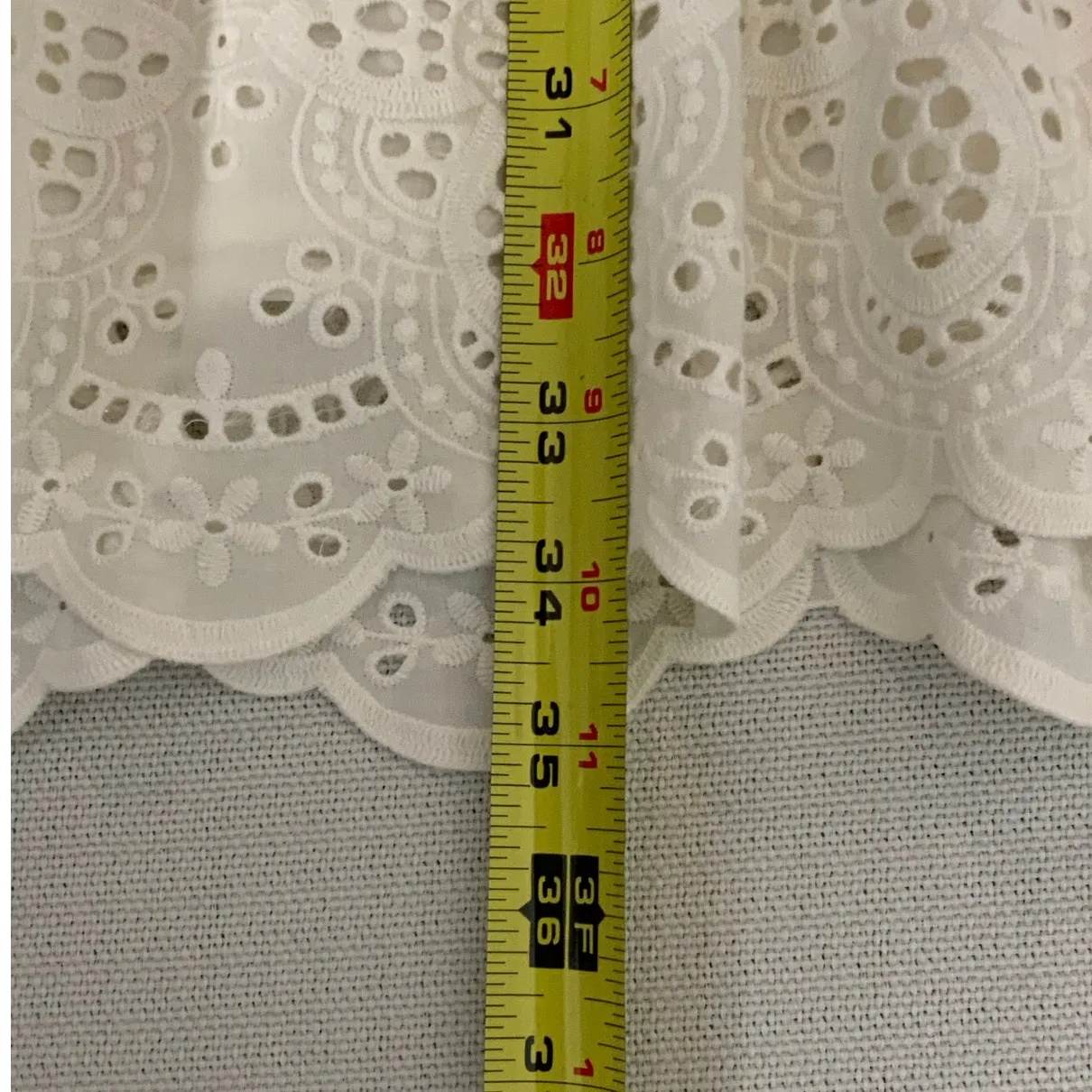 Tart Mia White Eyelet Shift Dress‎ Women Ruffle Hem Peasant Cotton Mini - Image 7