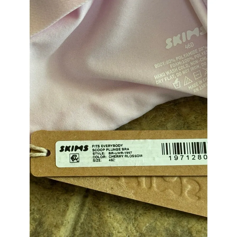 Skims Fits Everybody Scoop Plunge Bra Cherry Blossom Size 46D - Image 7