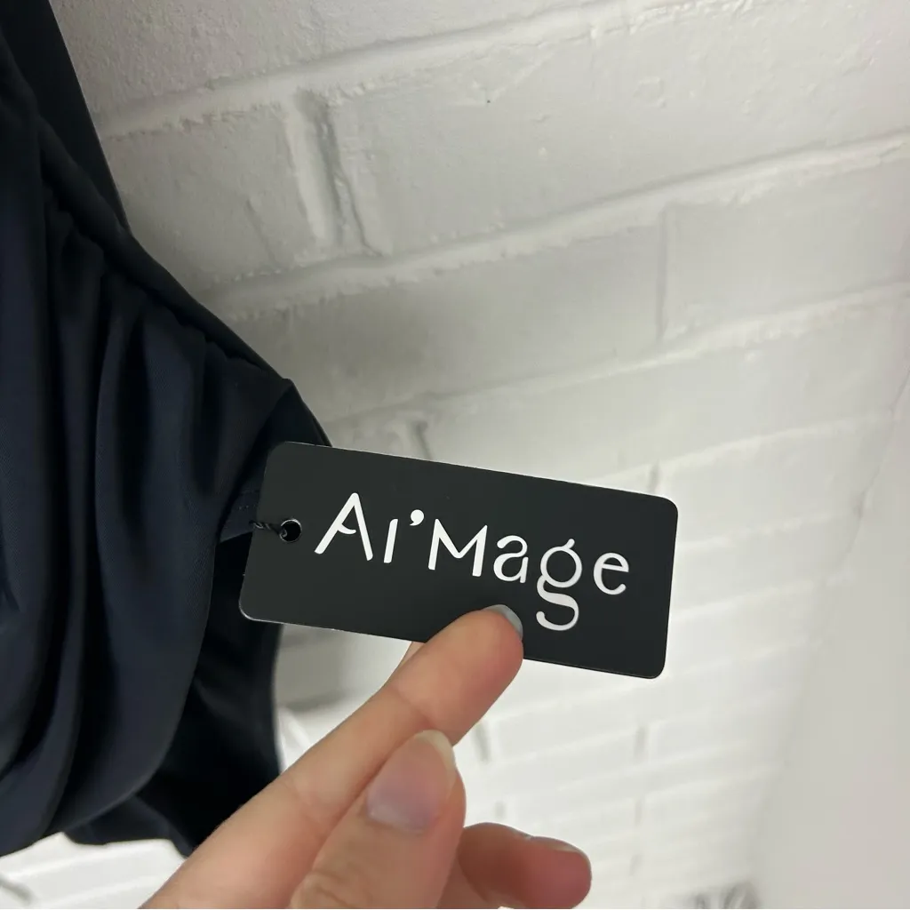 NWT Amazon Black One Piece Swimsuit Size L - Image 4