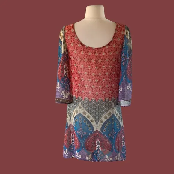 Hello Miss Silky Semisheer Dress Tunic Coverup Womens Small - Image 2