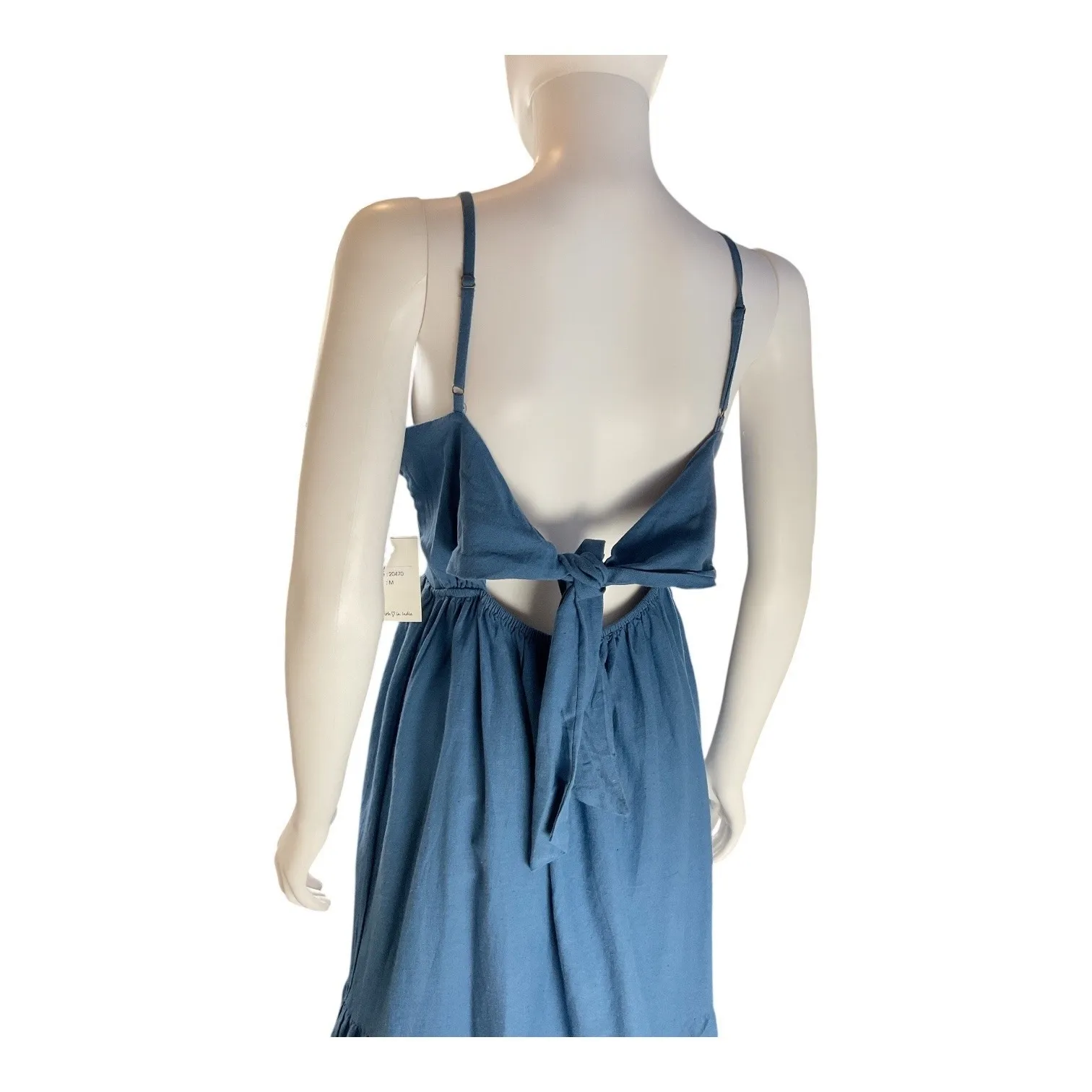 Jopaa Blue Linen Blend Midi Dress Tie Back‎ Sleeveless Casual Summer Size M - Image 5