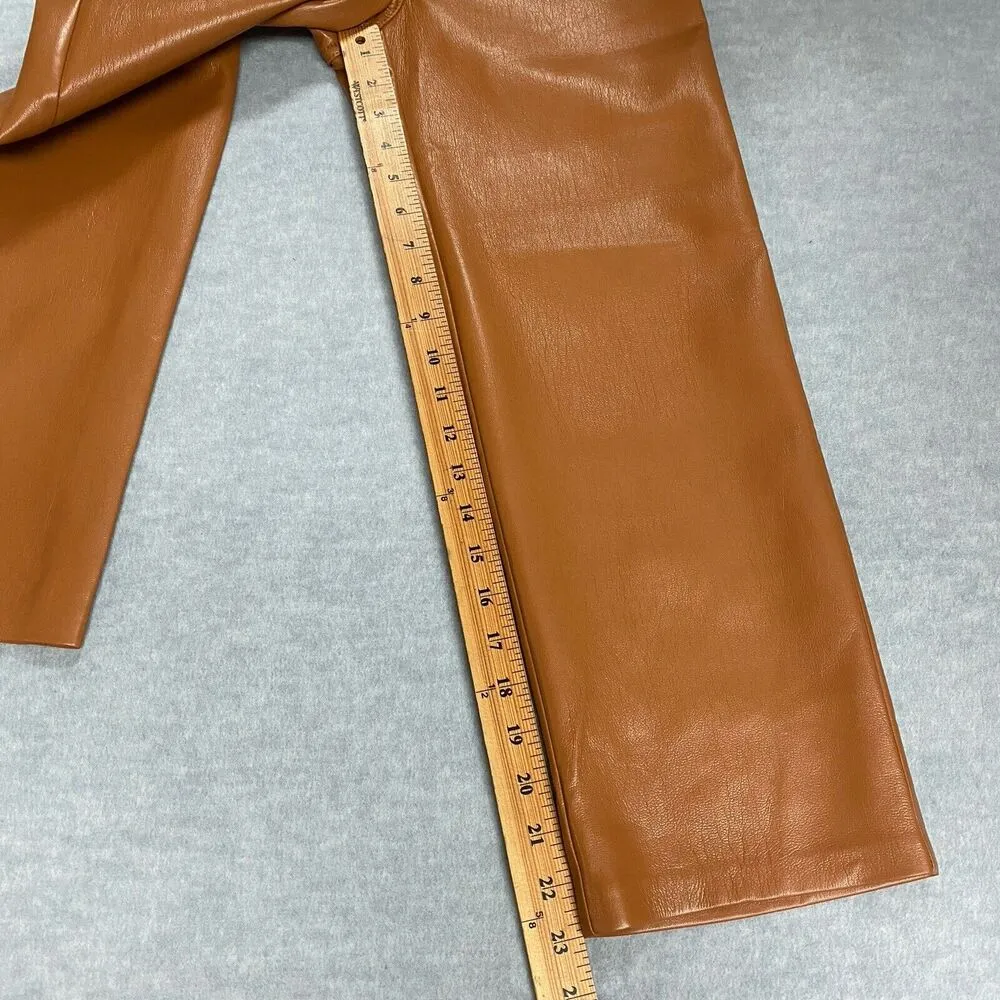 Aritzia Wilfred Women Sz 2 Melina High Waisted Vegan Leather Pant Constant Camel - Image 10