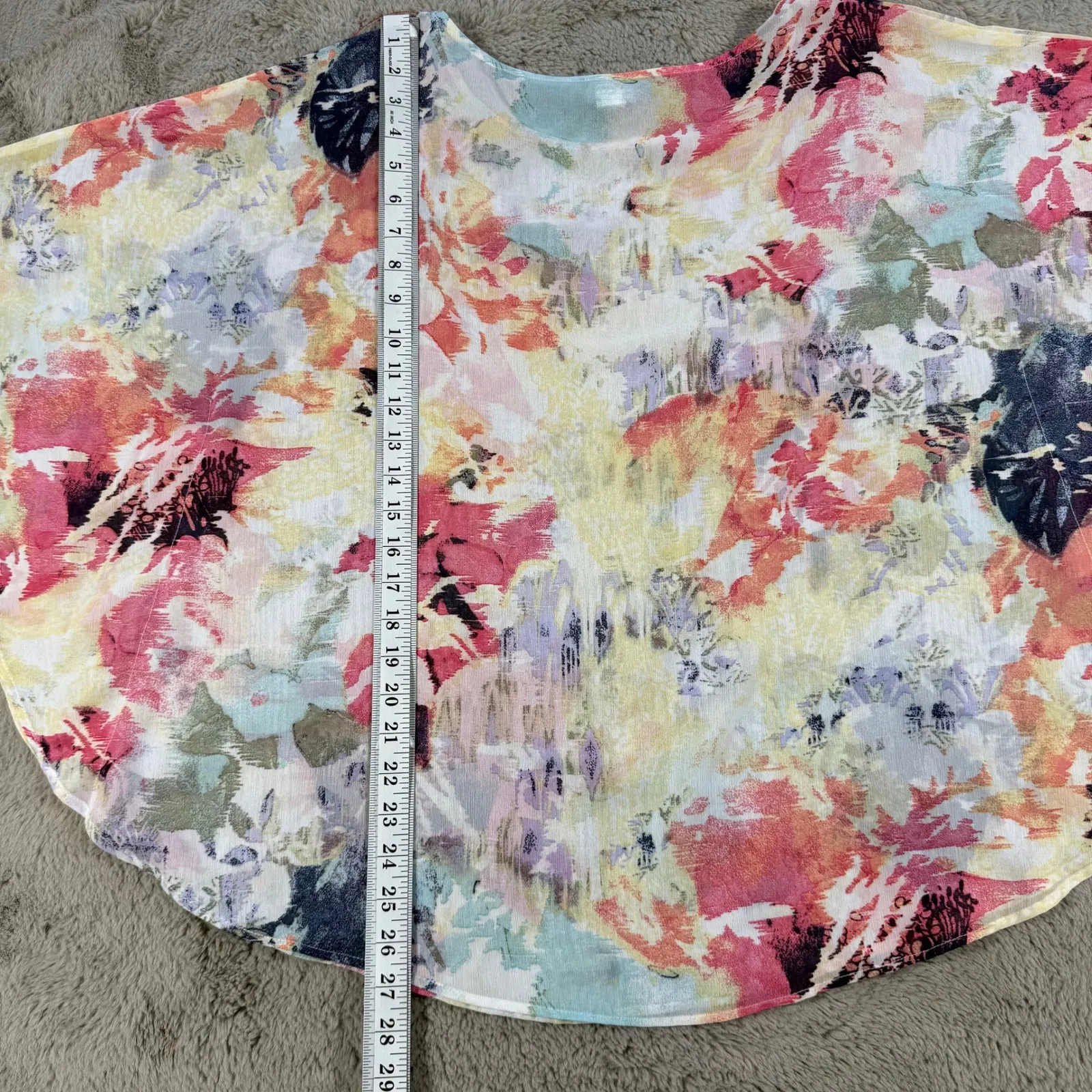 Chicos Floral Print Flowy Top S/M Multicolor Lightweight Blouse Career‎ Office - Image 2