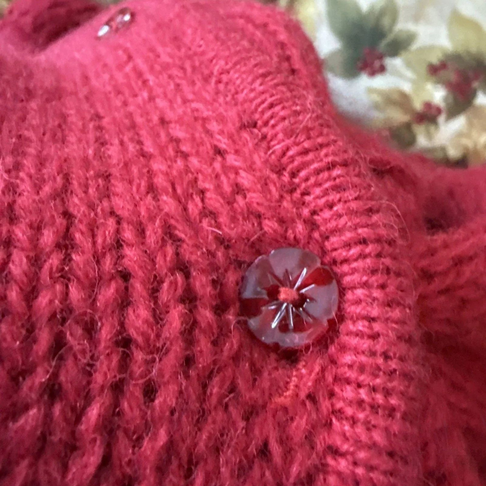 Vtg The Very Thing Sweater DBL Breasted Red Shetland Wool Cable Knit M 80s Size M - Image 8