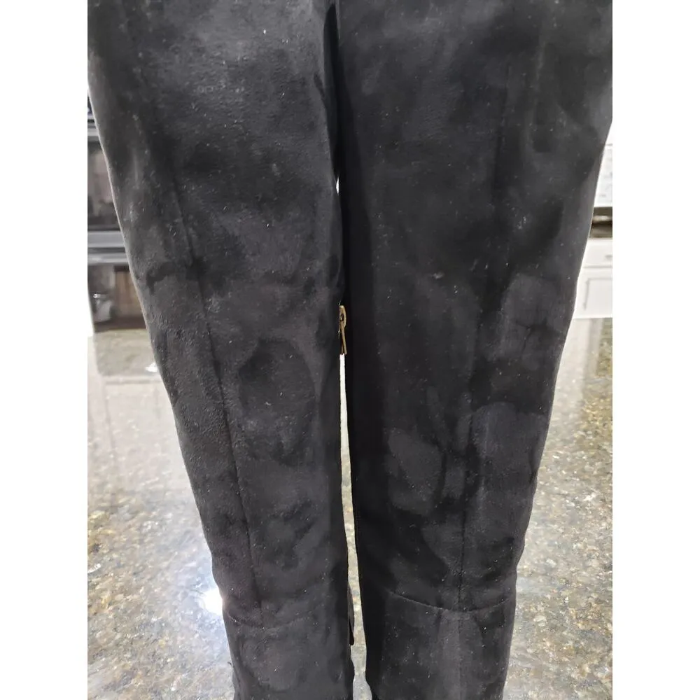 Leila Stone Tarah Boots Women Size 8 Black Leather Round Toe Block Heel Side Zip - Image 6