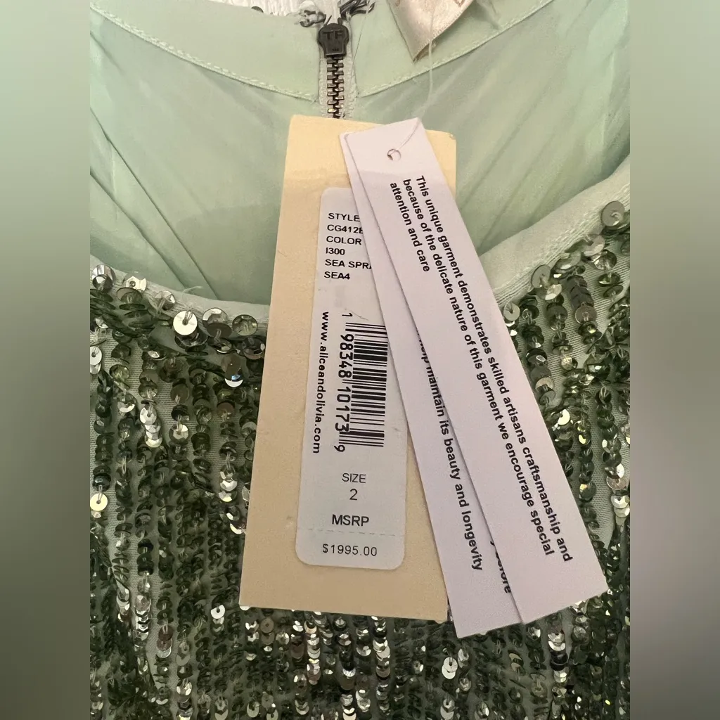 NWT Alice + Olivia Charity Embellished Gown Skirt in Sea Spray - Image 12