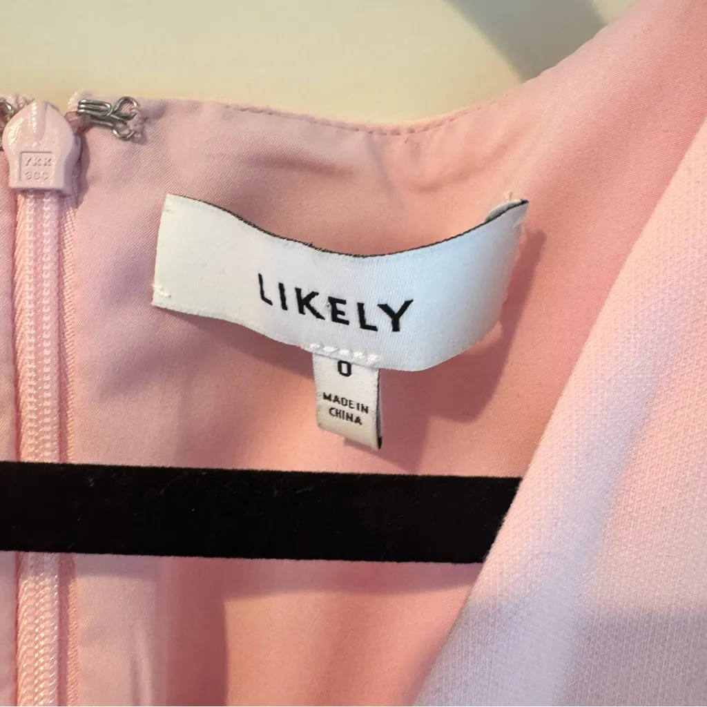 LIKELY IIana Bow Puff Sleeve Mini Dress Pink Rose Shadow | Size 0 - Image 4