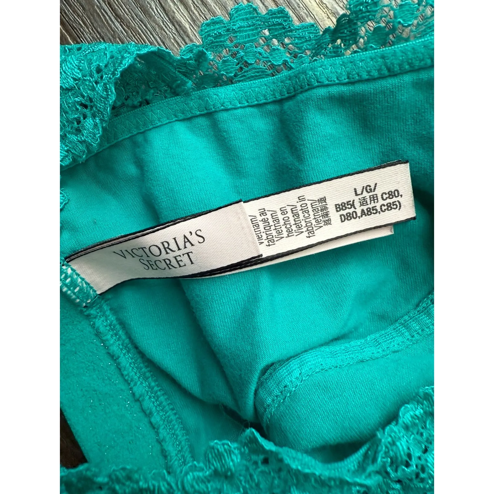 Victoria's Secret‎ Lace Bralette Front Closure Teal Green Bra Size L - Image 5