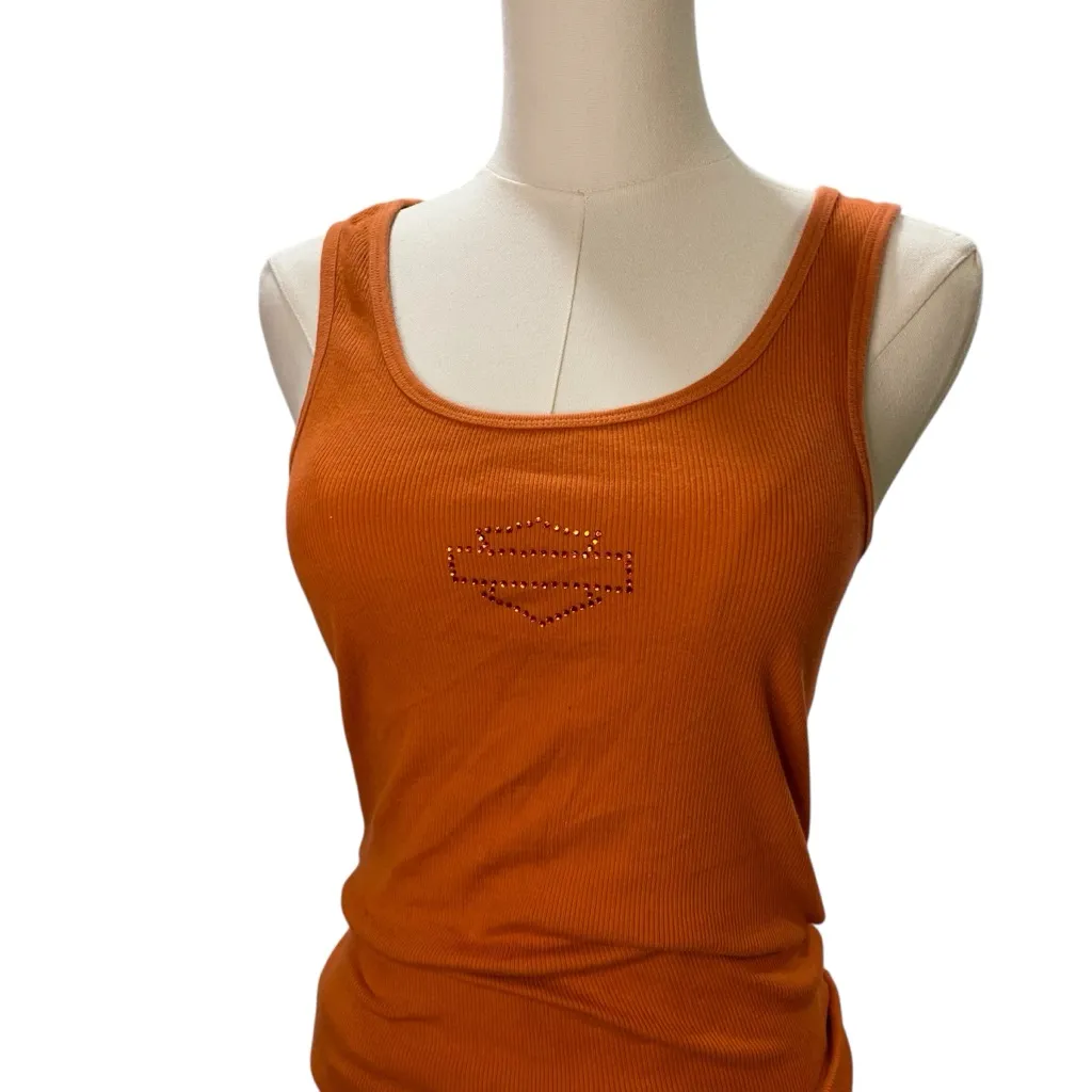 Sequin Harley Davidson Tank Orange Size M - Image 4