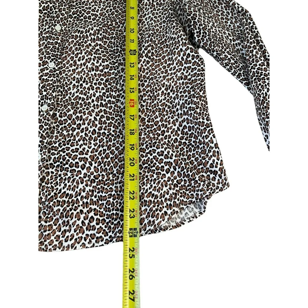 Talbots Brown Animal Print Collared Long Sleeve Button Up Shirt Size 14 | 47-35 - Image 6