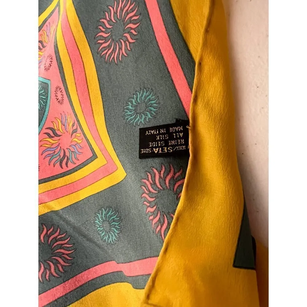 ITALIAN SILK SCARF MUSEE OLYMPIQUE LAUSANNE 100% SILK 13”x13” - Image 3