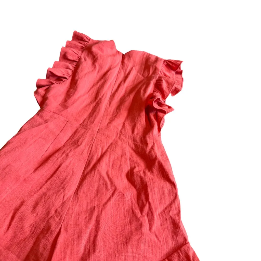 Lovers + Friends Coral Linen Blend Romper Shorts Short Sleeves Size XS Women's - Image 8