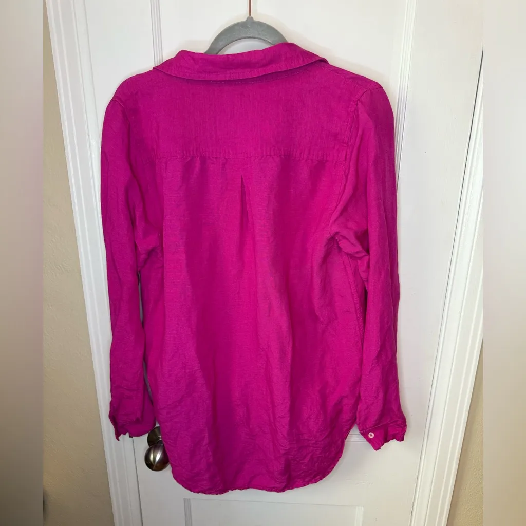 Monday swimwear linen Barcelona button down top size M Pink Size M - Image 5